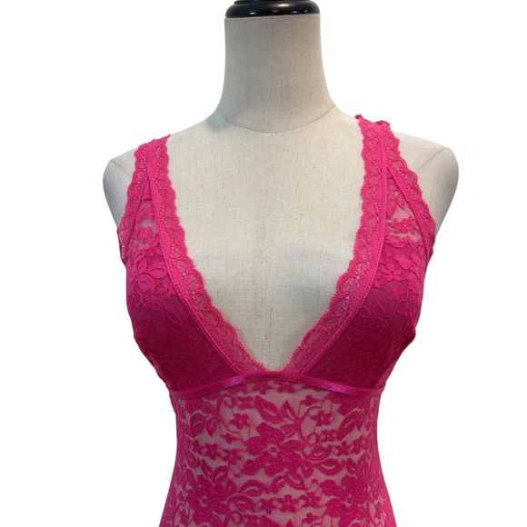 Lace Babydoll Nightie Pink Lace Up Back Sz M Lingerie Mini Dress Coquette Fairy - Picture 4 of 7
